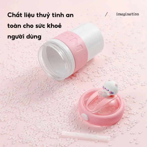 Bình nước thủy tinh giữ nhiệt bọc nhựa JYoohome 400ml - Hình ảnh 3