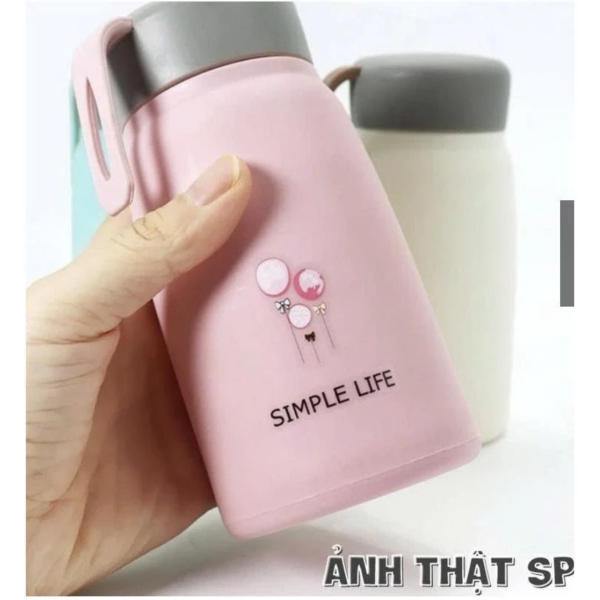 Bình giữ nhiệt 350ml SIMPLE lõi thủy tinh bọc nhựa lúa mạch cách nhiệt B26 - Hình ảnh 3