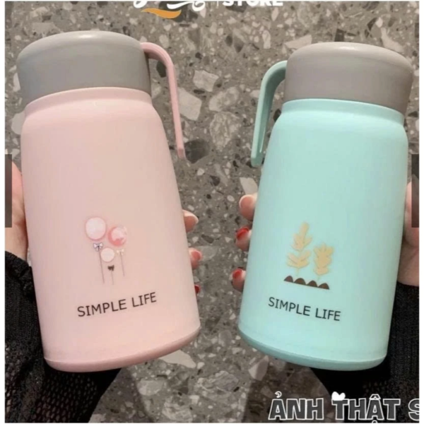 Bình giữ nhiệt 350ml SIMPLE lõi thủy tinh bọc nhựa lúa mạch cách nhiệt B26 - Hình ảnh 2