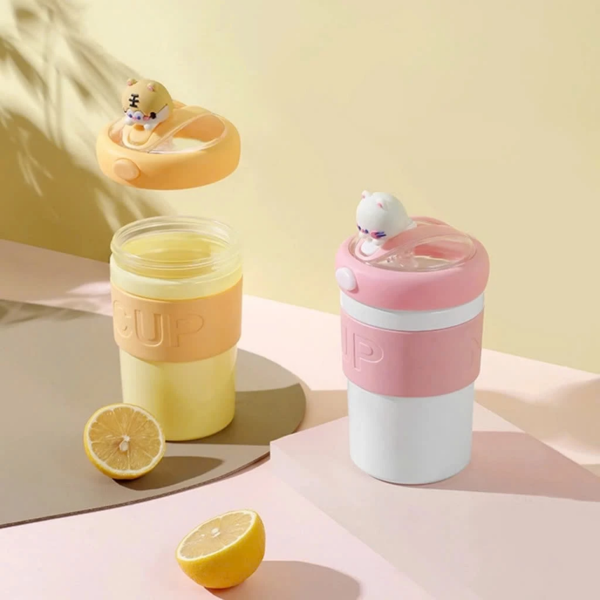 Bình nước thủy tinh giữ nhiệt bọc nhựa JYoohome 400ml - Hình ảnh 4