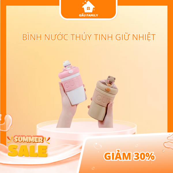 Bình nước thủy tinh giữ nhiệt bọc nhựa JYoohome 400ml