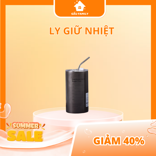 Bình nước giữ nhiệt, ly giữ nhiệt Iced Americano inox 304 cao cấp có nắp đậy B53 - Hình ảnh 4