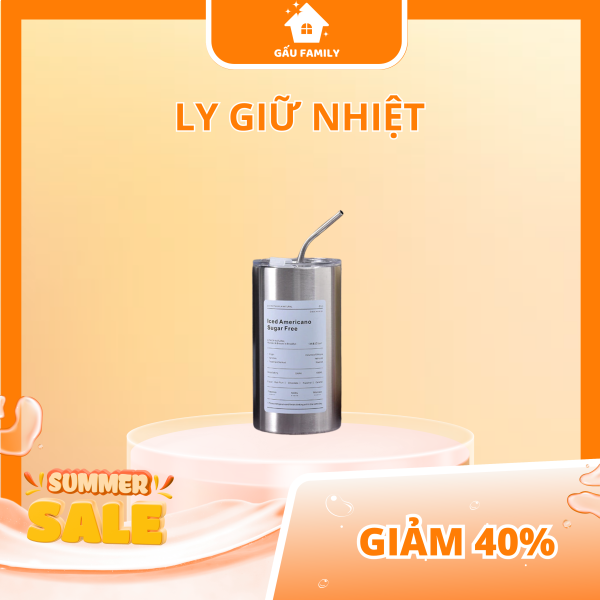 Bình nước giữ nhiệt, ly giữ nhiệt Iced Americano inox 304 cao cấp có nắp đậy B53 - Hình ảnh 3