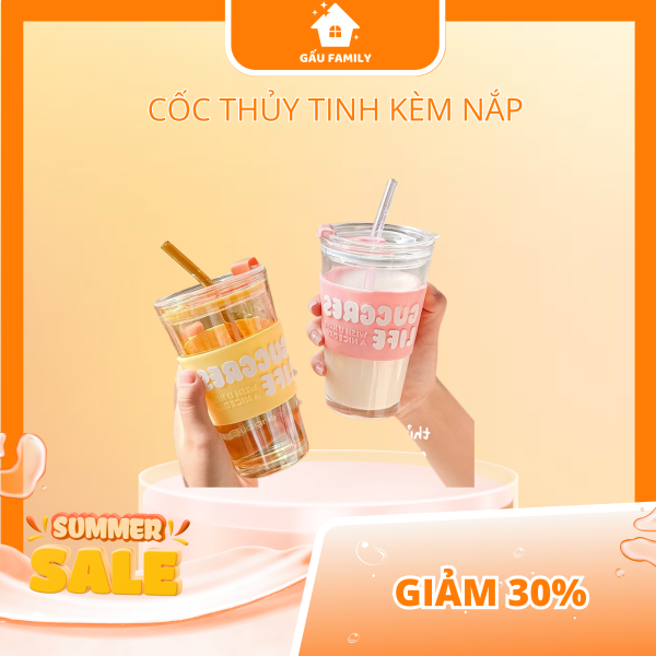 Bình Nước Cầu Vồng, Cốc Thủy Tinh Kèm Đai Silicon 3D Chống Nóng, Độc Đáo, Đựng Cafe Siêu Xinh 450ml C40