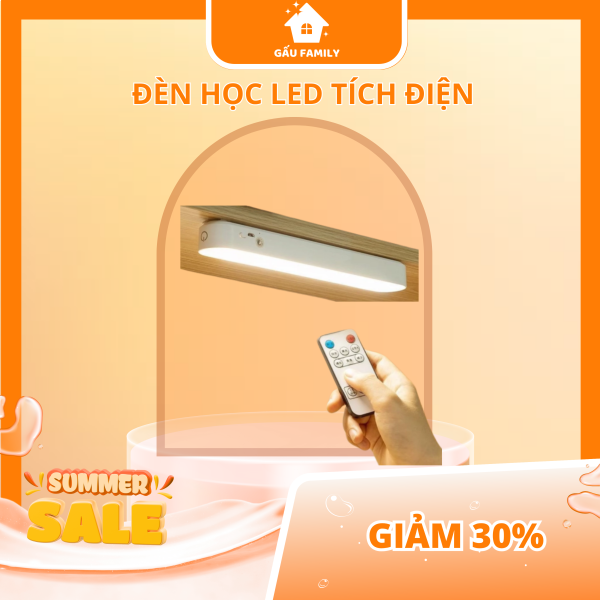 Đèn học led bảo vệ mắt tích điện có remote , đèn led cảm ứng 3 chế độ sáng cao cấp, gắn phòng ngủ