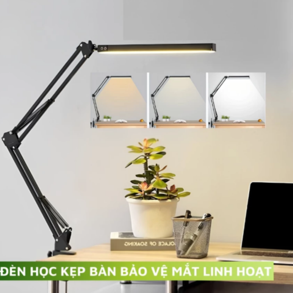 Đèn bàn LED gập điều chỉnh cánh tay dài đa năng, Đèn bàn USB chiếu sáng 10 mức độ bảo vệ mắt Đ142 - Hình ảnh 3