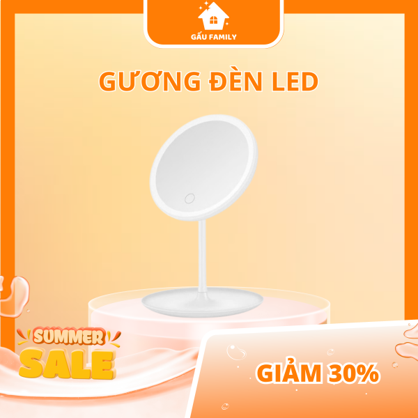 Gương trang điểm có đèn LED cao cấp Pkbeoshop bằng nhựa hình tròn pin bền sạc nhanh G49 - Hình ảnh 3