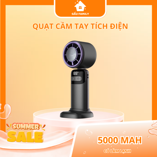 Quạt Cầm Tay Mini N68 Pin 5000mAh, Quạt Mini Cầm Tay Phản Lực 100 Tốc Độ Màn Hình Led Q47 - Hình ảnh 5