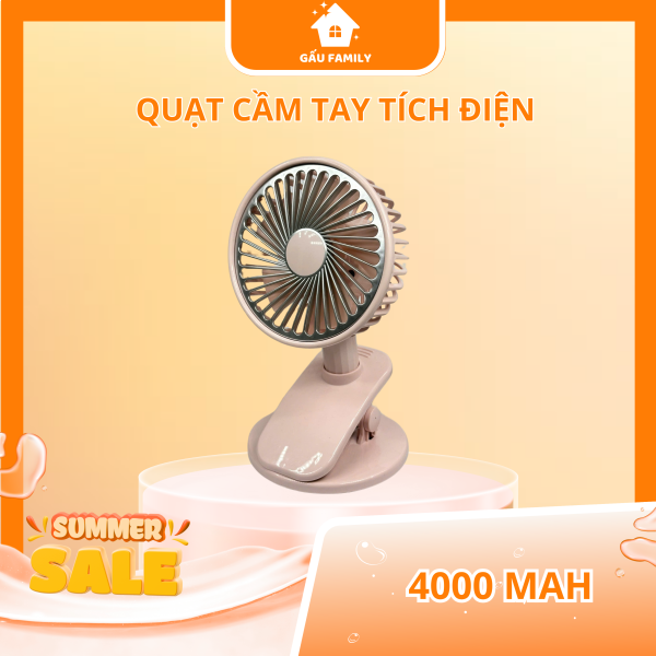 Quạt tích điện để bàn - Quạt kẹp xoay 720 ( kèm pin tích điện và dây sạc ) Q66 - Hình ảnh 2