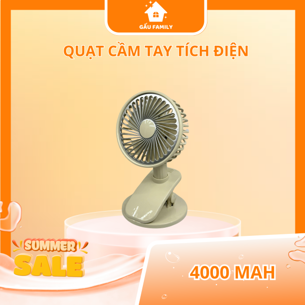 Quạt tích điện để bàn - Quạt kẹp xoay 720 ( kèm pin tích điện và dây sạc ) Q66 - Hình ảnh 3